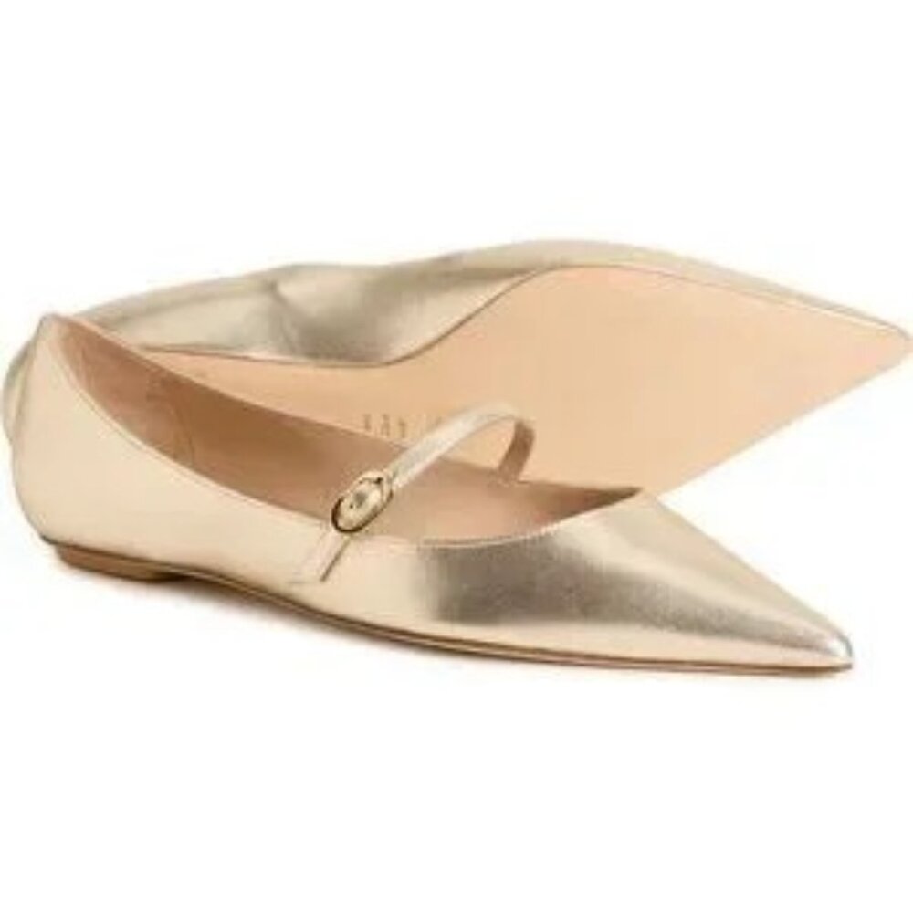 Stuart Weitzman Emilia Mary Jane light gold flat